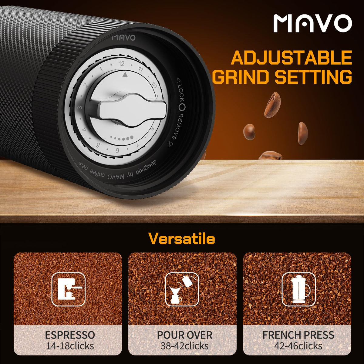 Manual Coffee Grinder 25g Stainless Steel Conical Burr Black X444