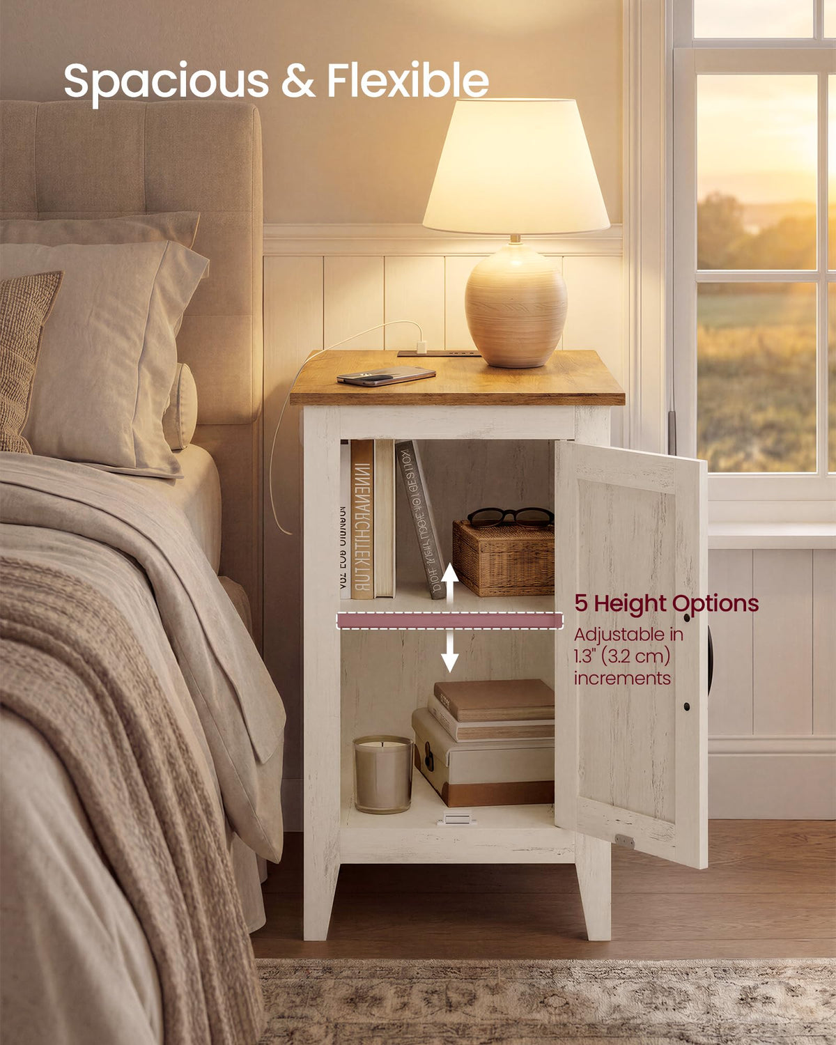 Side Table with Charging Station and Storage Cabinet X990