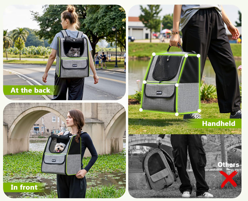 Expandable Cat Backpack Carrier with Ventilated Mesh, Grey C86885
