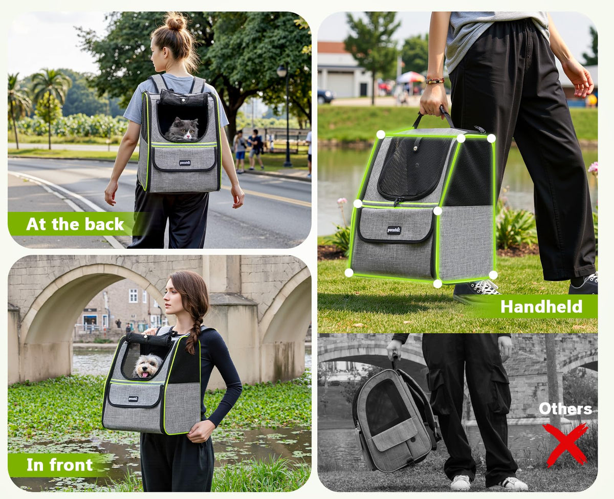 Expandable Cat Backpack Carrier with Ventilated Mesh, Grey C86885