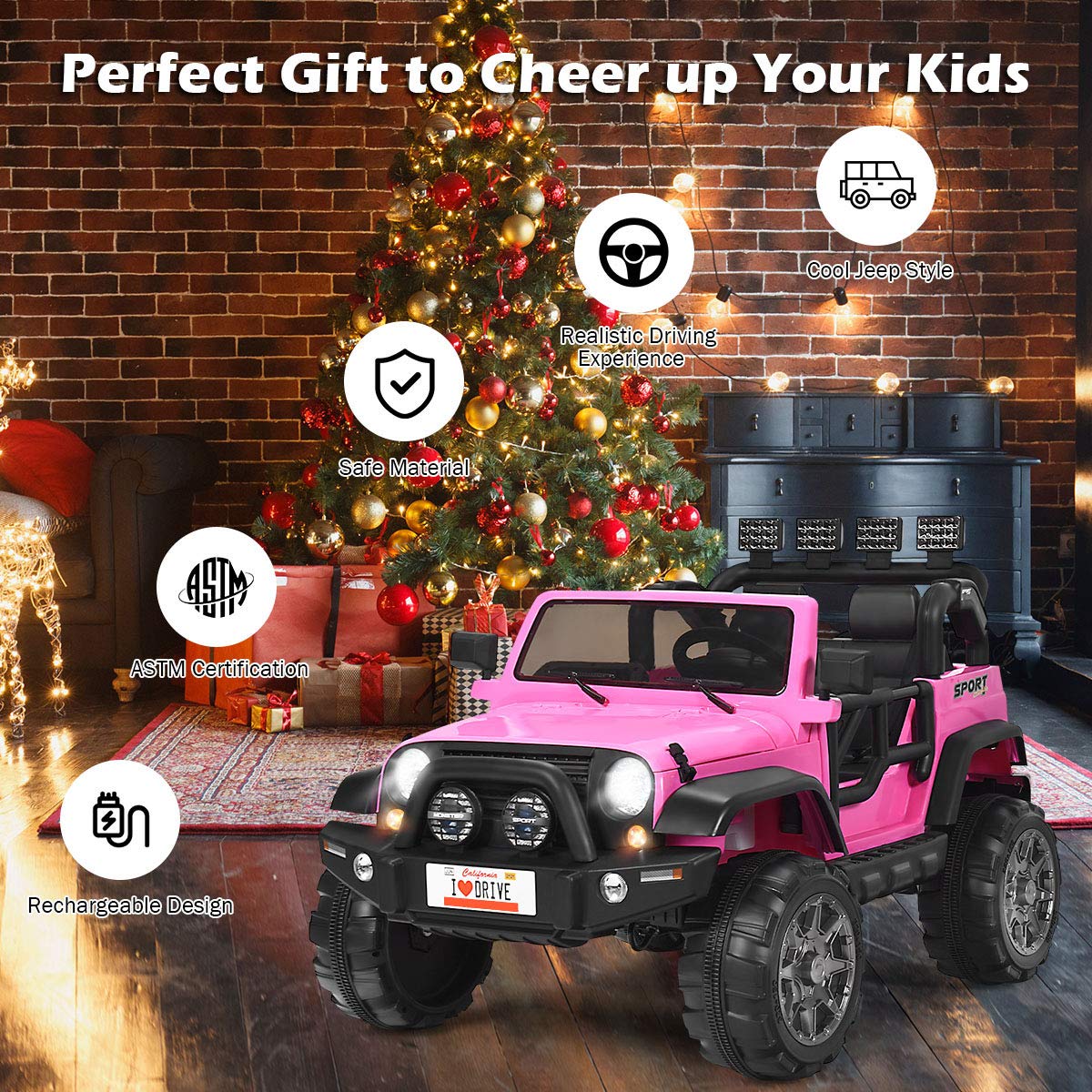 12V Battery Powered Ride on Truck with Remote Control, Pink Z849485