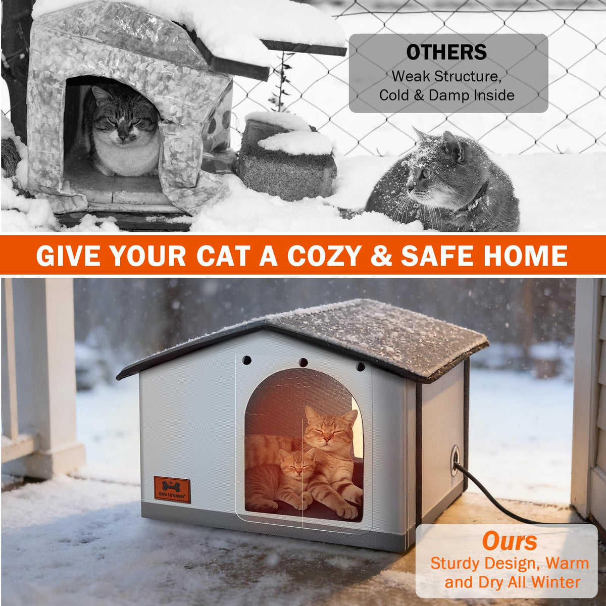 Insulated Heated Cat House Indoor/Outdoor Z913