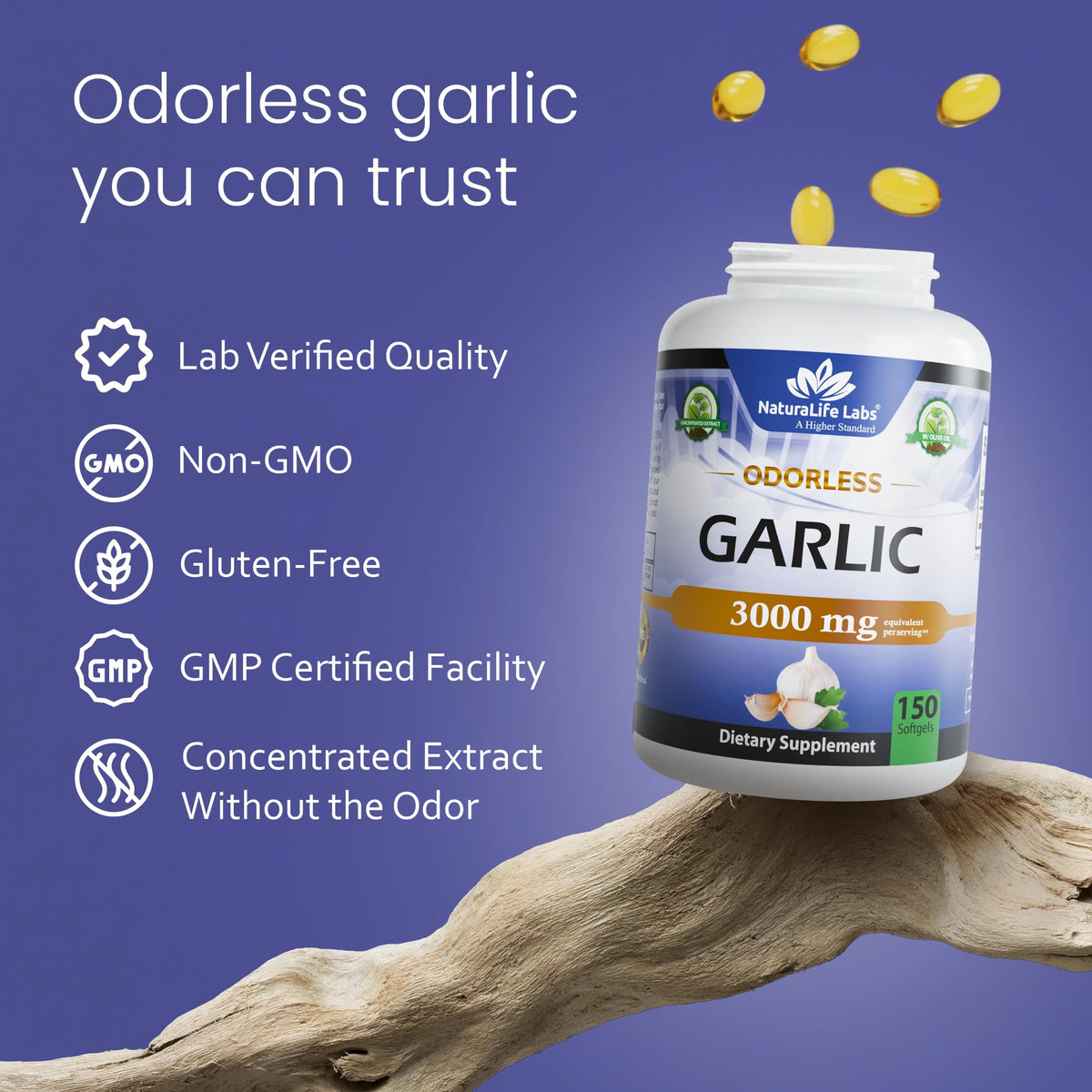 Odorless Garlic 100:1 Extract with Olive Oil 150 Softgels S177998