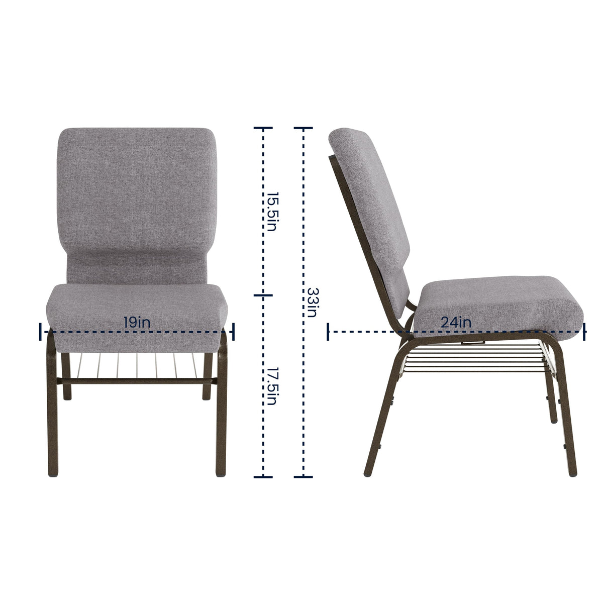 Gray Fabric Church Chair F788