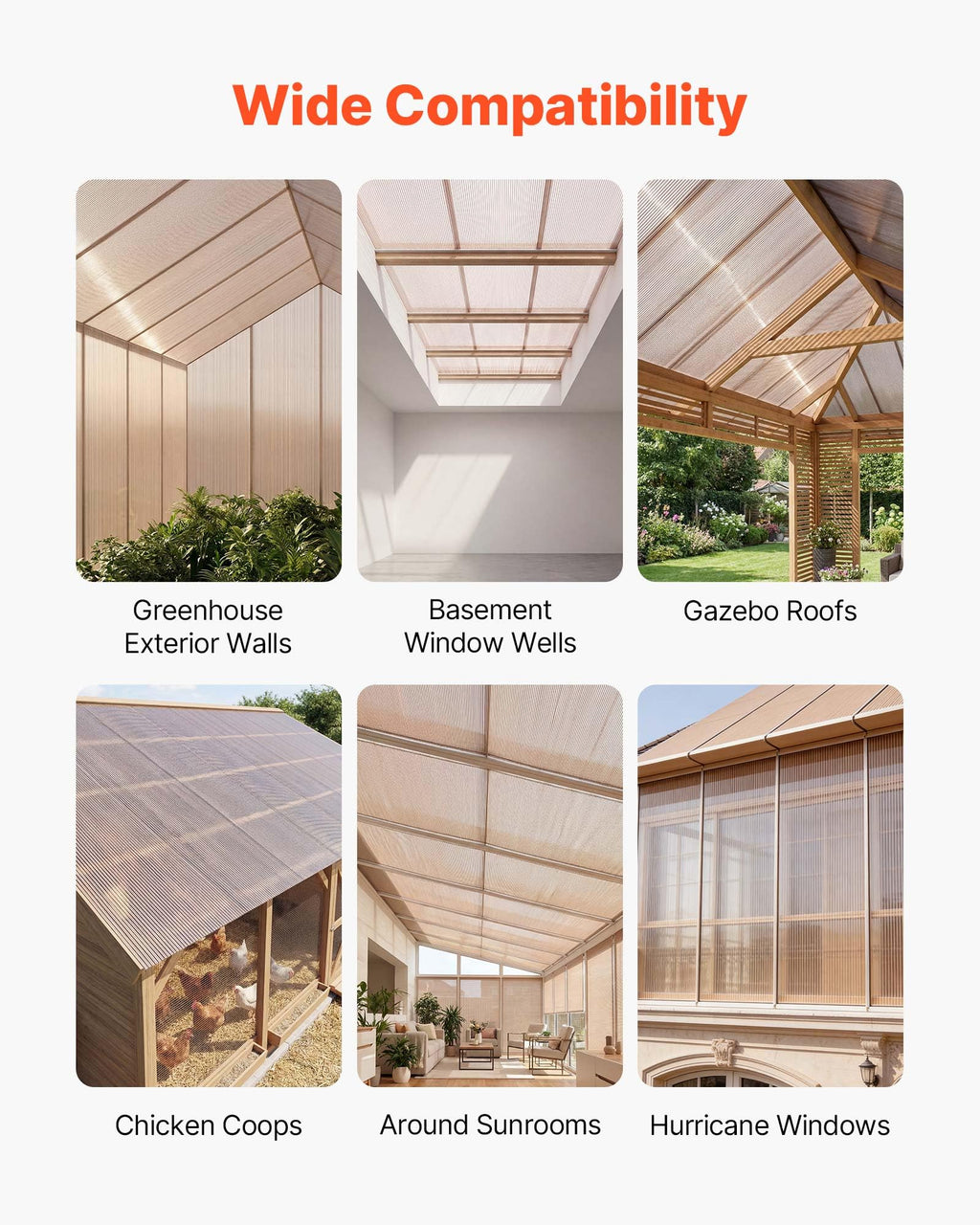 12Pcs Polycarbonate Roofing Panels Double Layer O7186