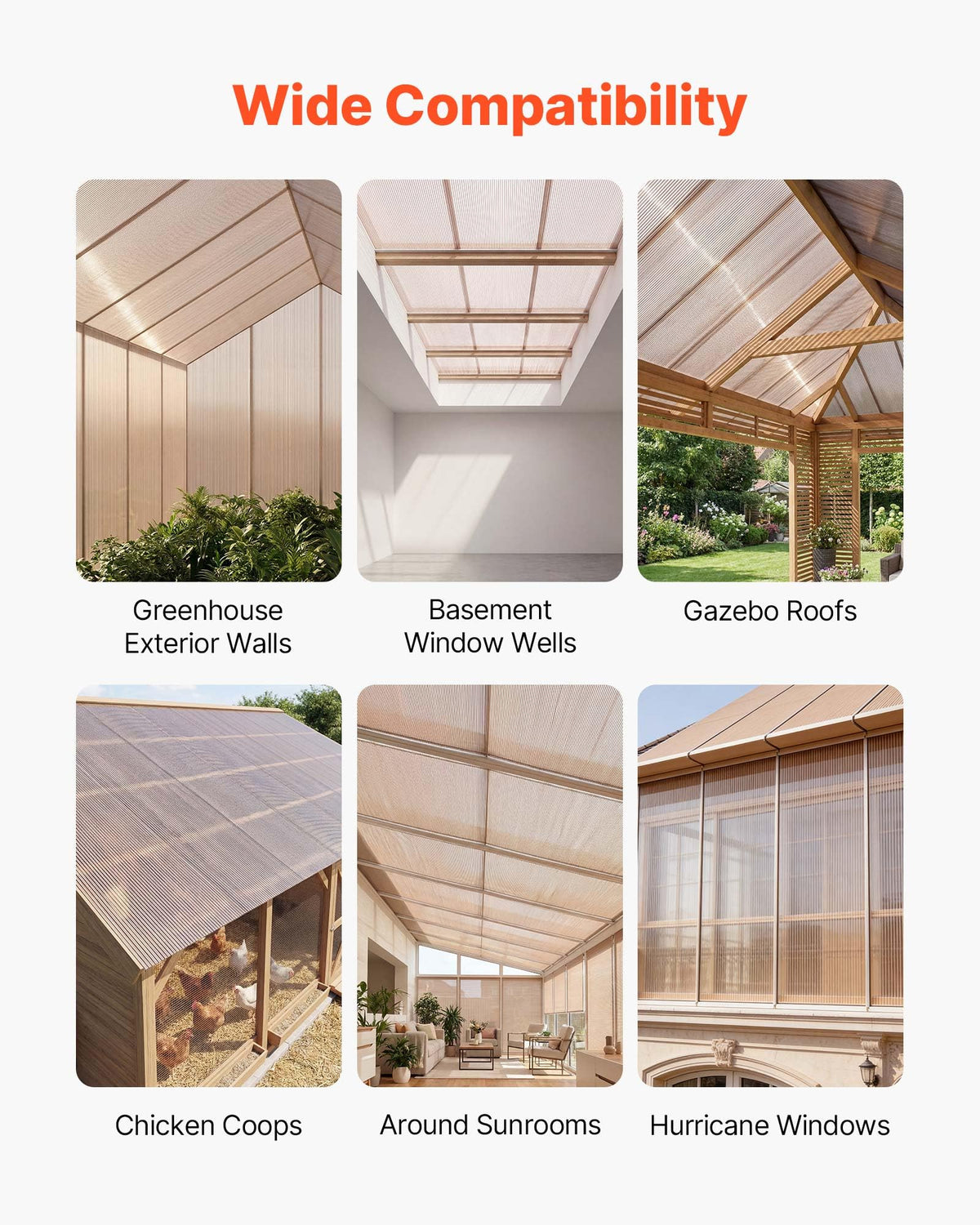 12Pcs Polycarbonate Roofing Panels Double Layer O7186