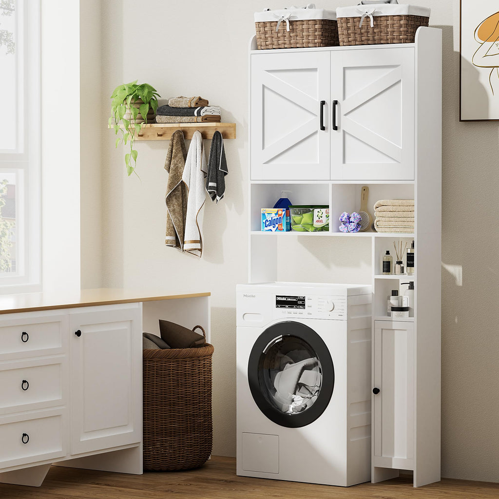 Wooden Over The Toilet Storage Cabinet with Barn Door T878