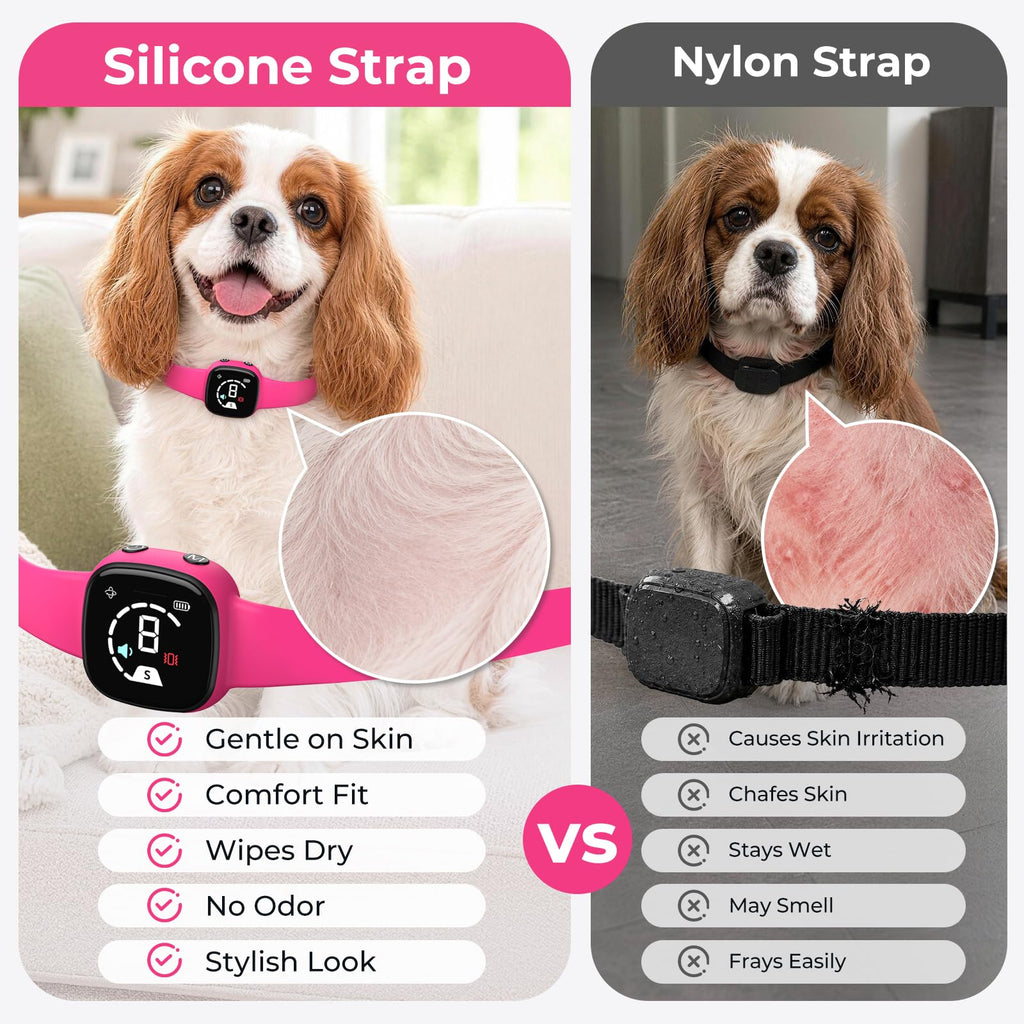 No Bark Collar with Silicone Strap, Pink I363541