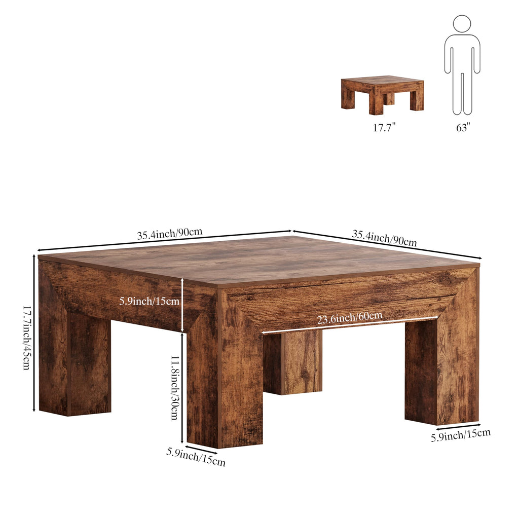 35" Wooden Square Coffee Table I159