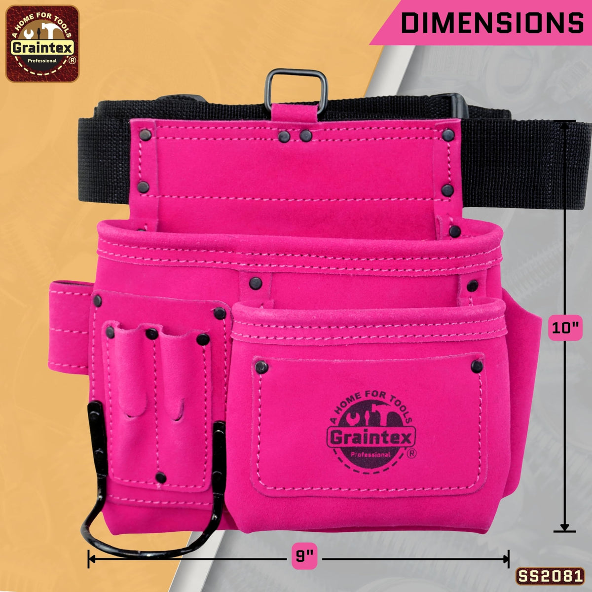 5 Pocket Suede Leather Tool Belt V2042