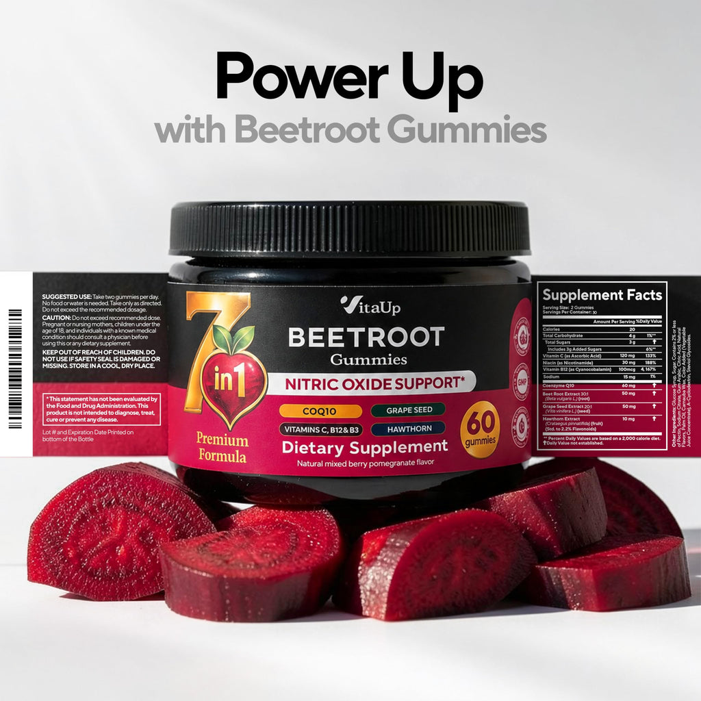 Beet Root Gummies with CoQ10, Grape Seed, Vitamin C, B12 & B3 S858