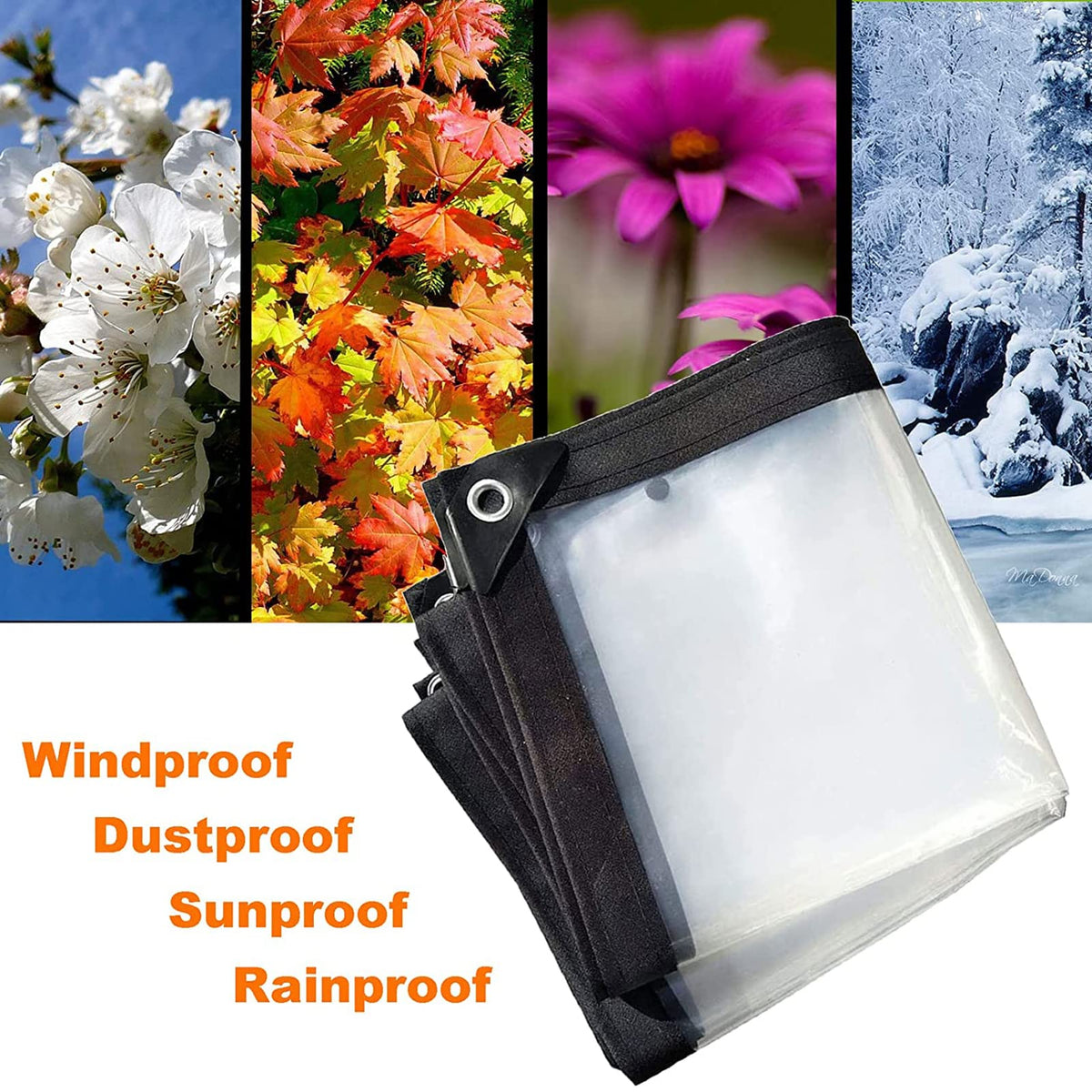 3x3ft Heavy Duty Waterproof Clear Poly Tarp with Grommets S25600