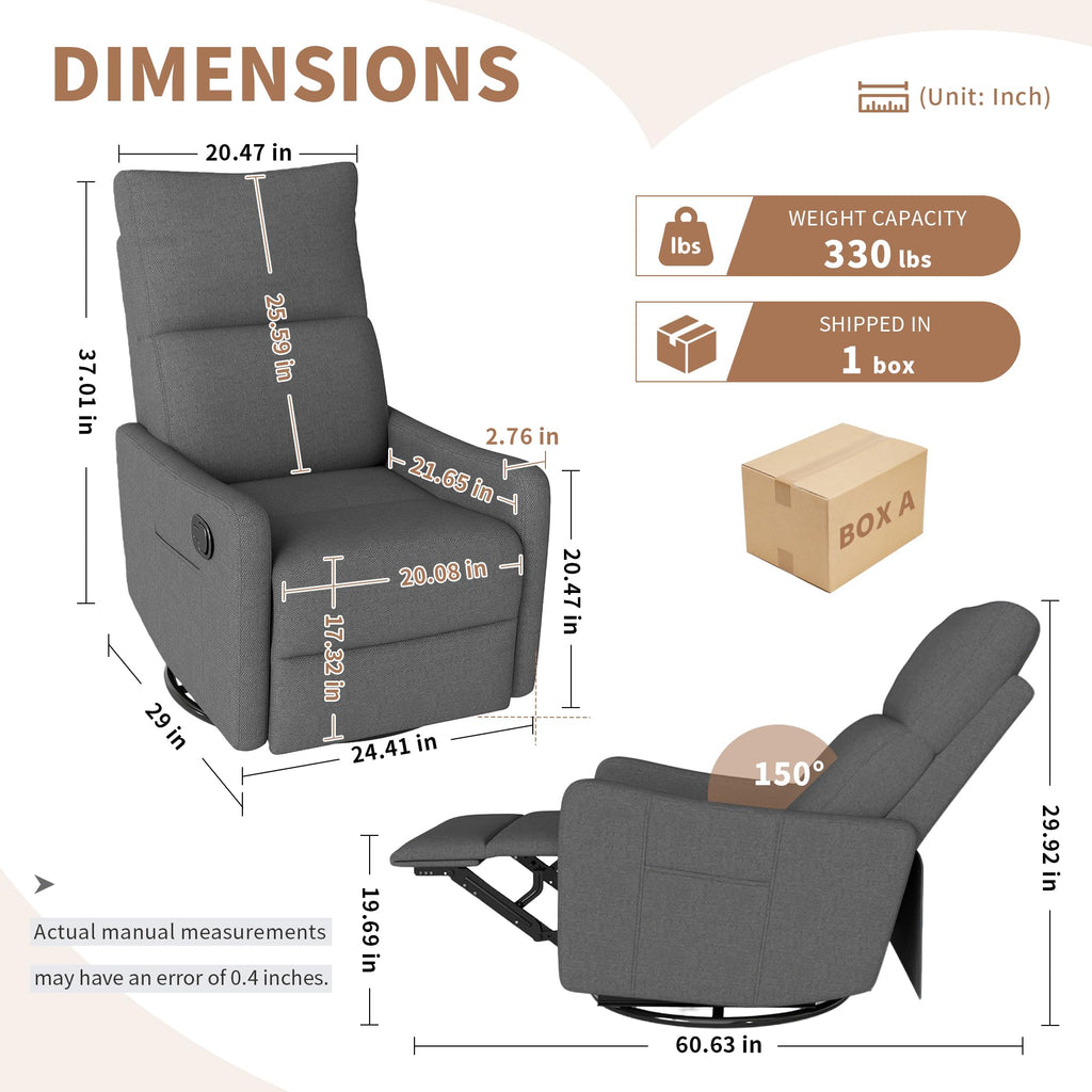 Light Brown Velvet Swivel Rocker Recliner Chair B55118