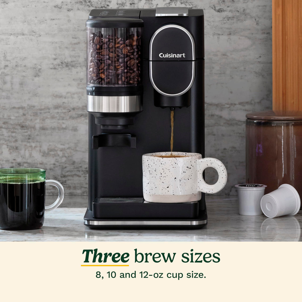 Single-Serve Coffee Maker + Coffee Grinder with 48-Ounce Removable Reservoir, Stainless Steel U1103