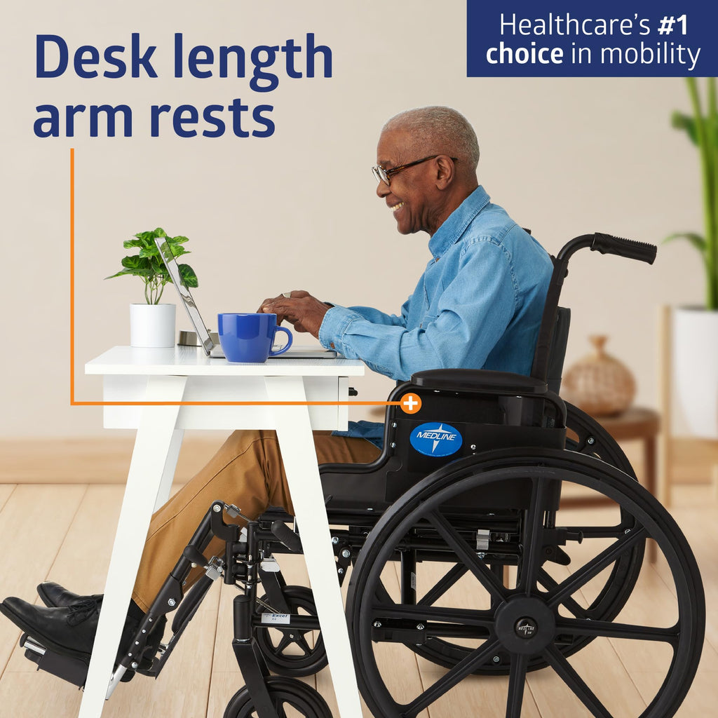Lightweight Wheelchair with 18" Wide Seat and 300 lb. Weight Capacity U114