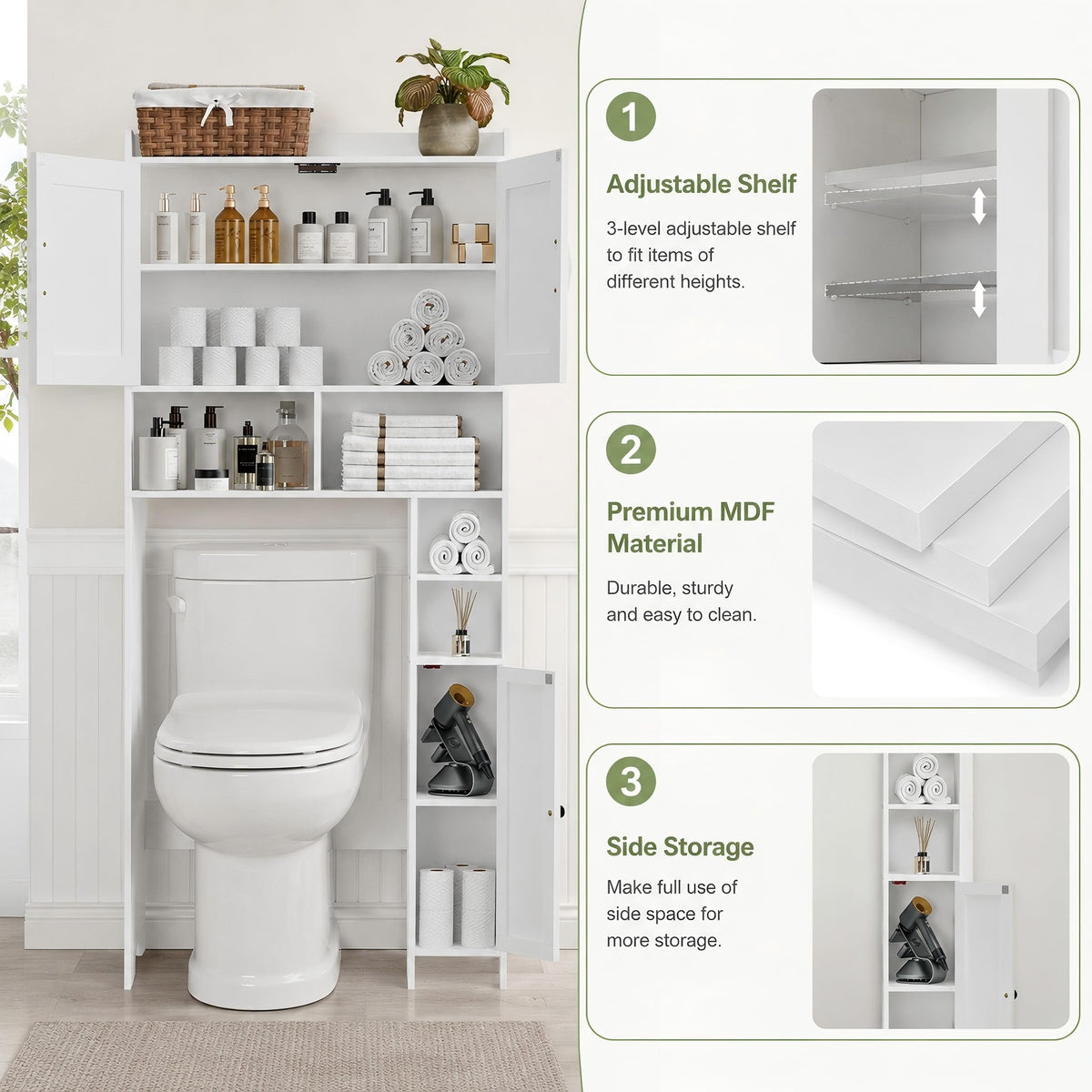 Wooden Over The Toilet Storage Cabinet with Barn Door T878