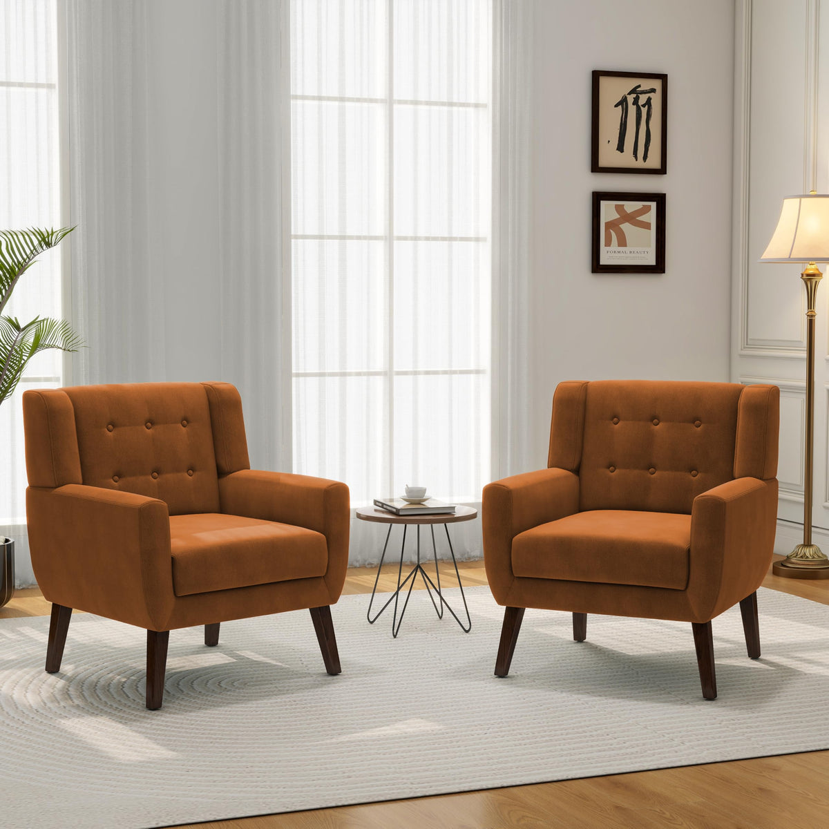 Accent Chairs Set of 2 Terracotta O643