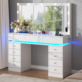 White Vanity Desk with Mirror and Lights X7722
