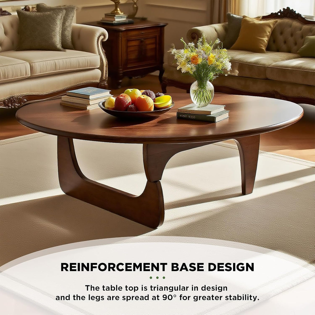 Solid Wood Oval Coffee Table 35"Lx24"Wx16"H L5841