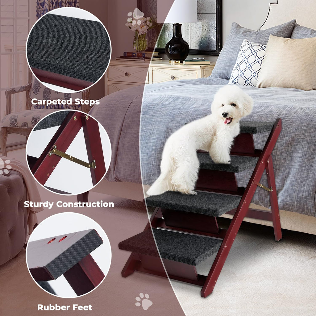 Foldable 4 Steps Wooden Dog Stairs N30190