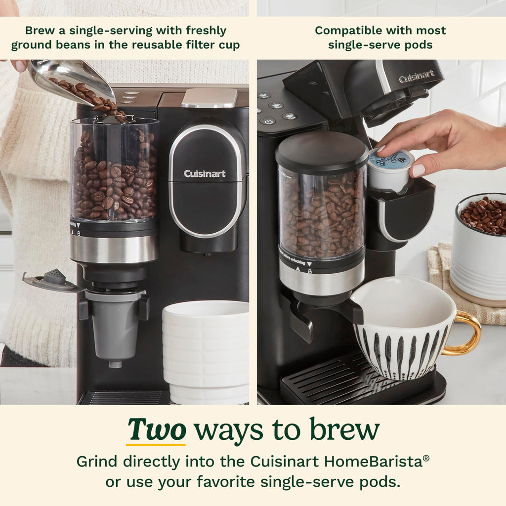 Single-Serve Coffee Maker + Coffee Grinder with 48-Ounce Removable Reservoir, Stainless Steel U1103
