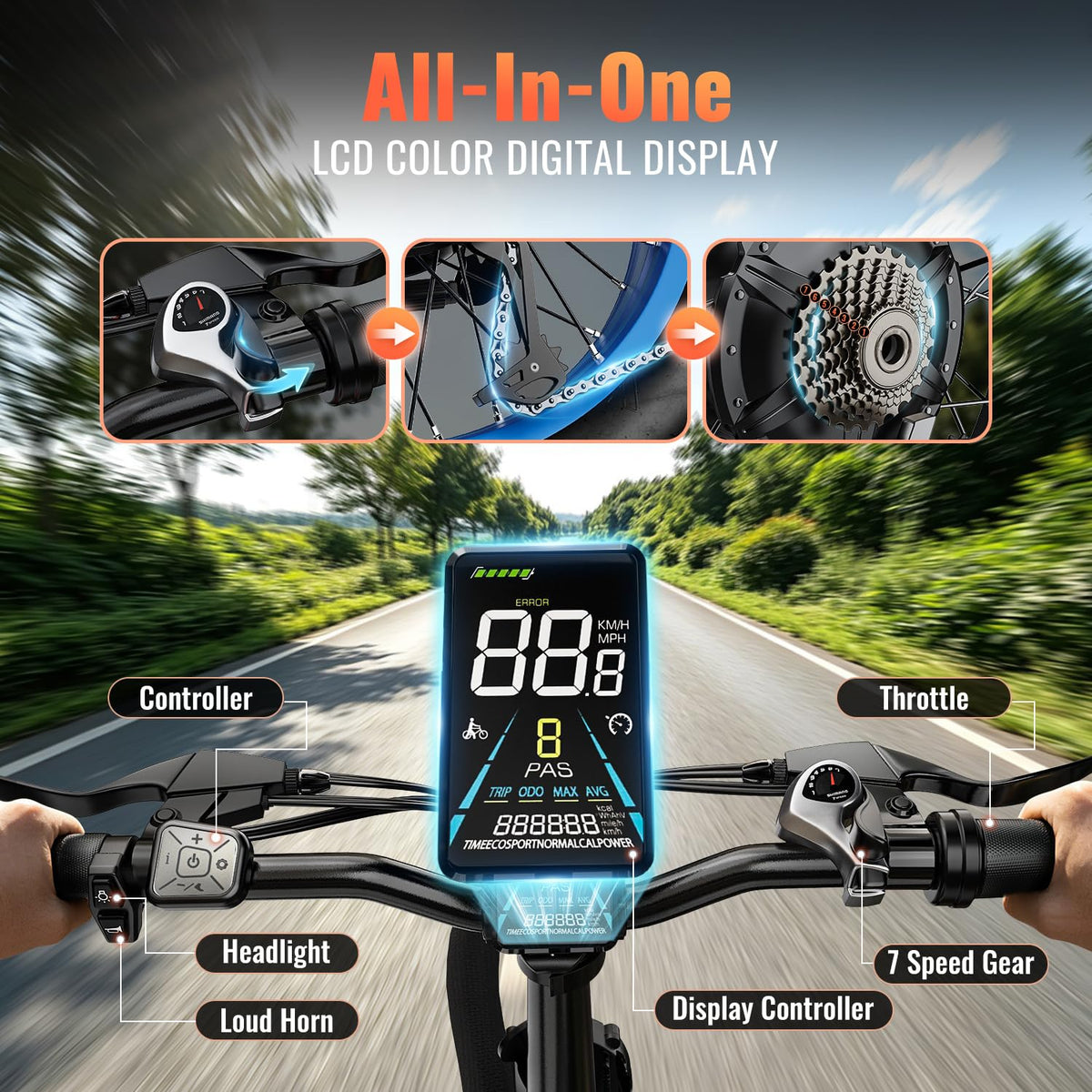 Foldable Electric Bike 1500W 52V 20Ah 20" Fat Tire Full Suspension K856
