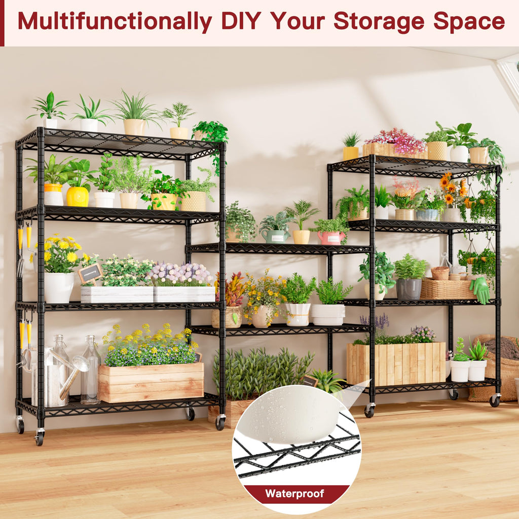 36"W x 16"D x 79"H 5-tier Metal Wire Shelving with Wheels K52178