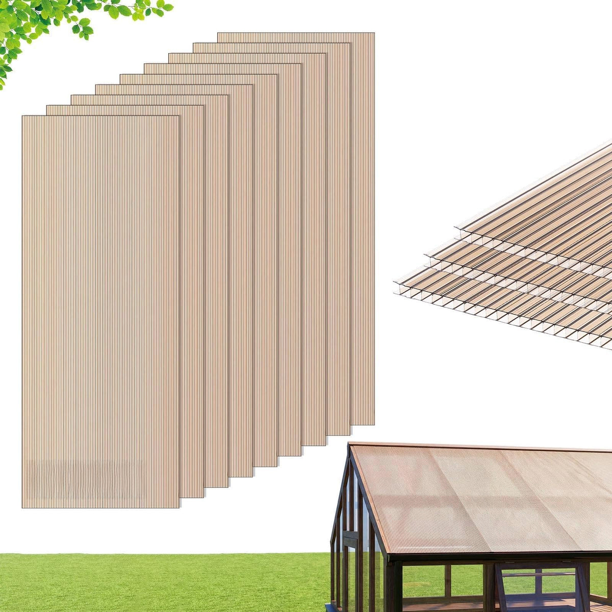 12Pcs Polycarbonate Roofing Panels Double Layer O7186