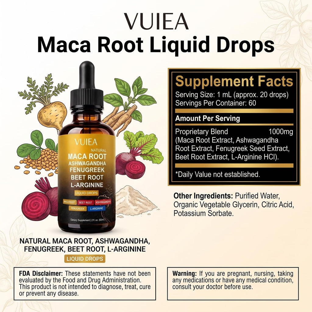 Liquid Maca Root Supplement with Ashwagandha, Fenugreek & Beet Root R5502