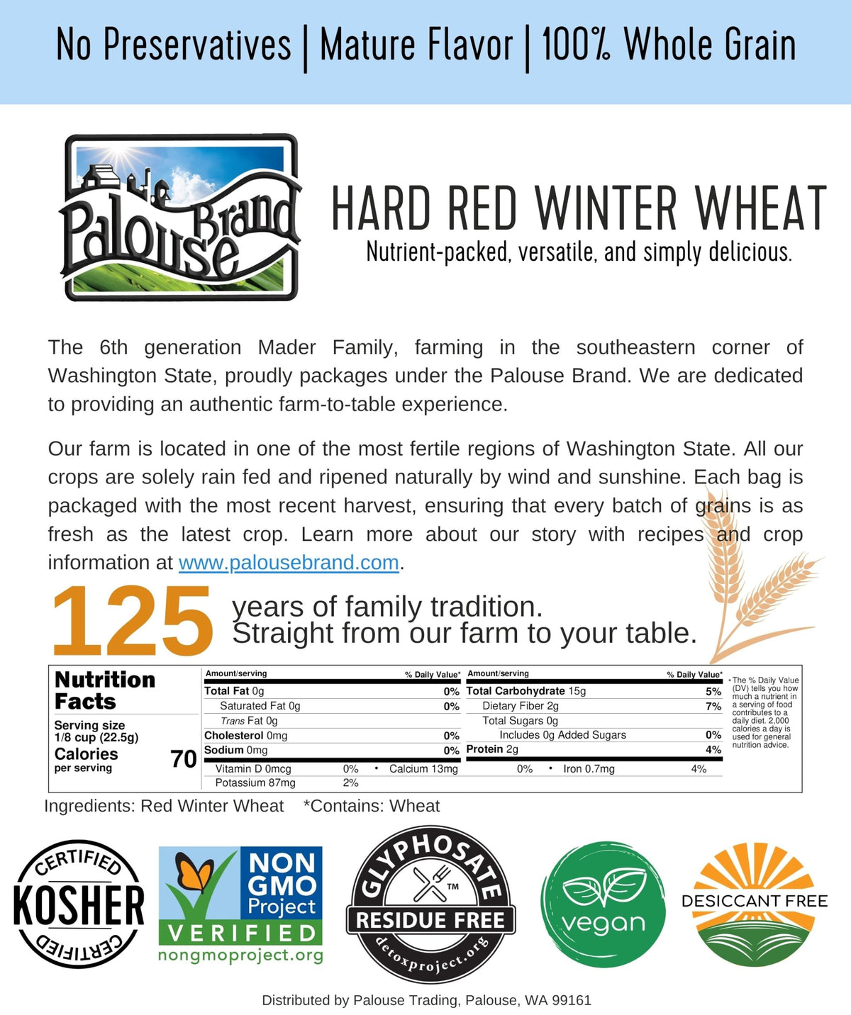 Hard Red Winter Wheat Berries 25 LBS Bucket B703