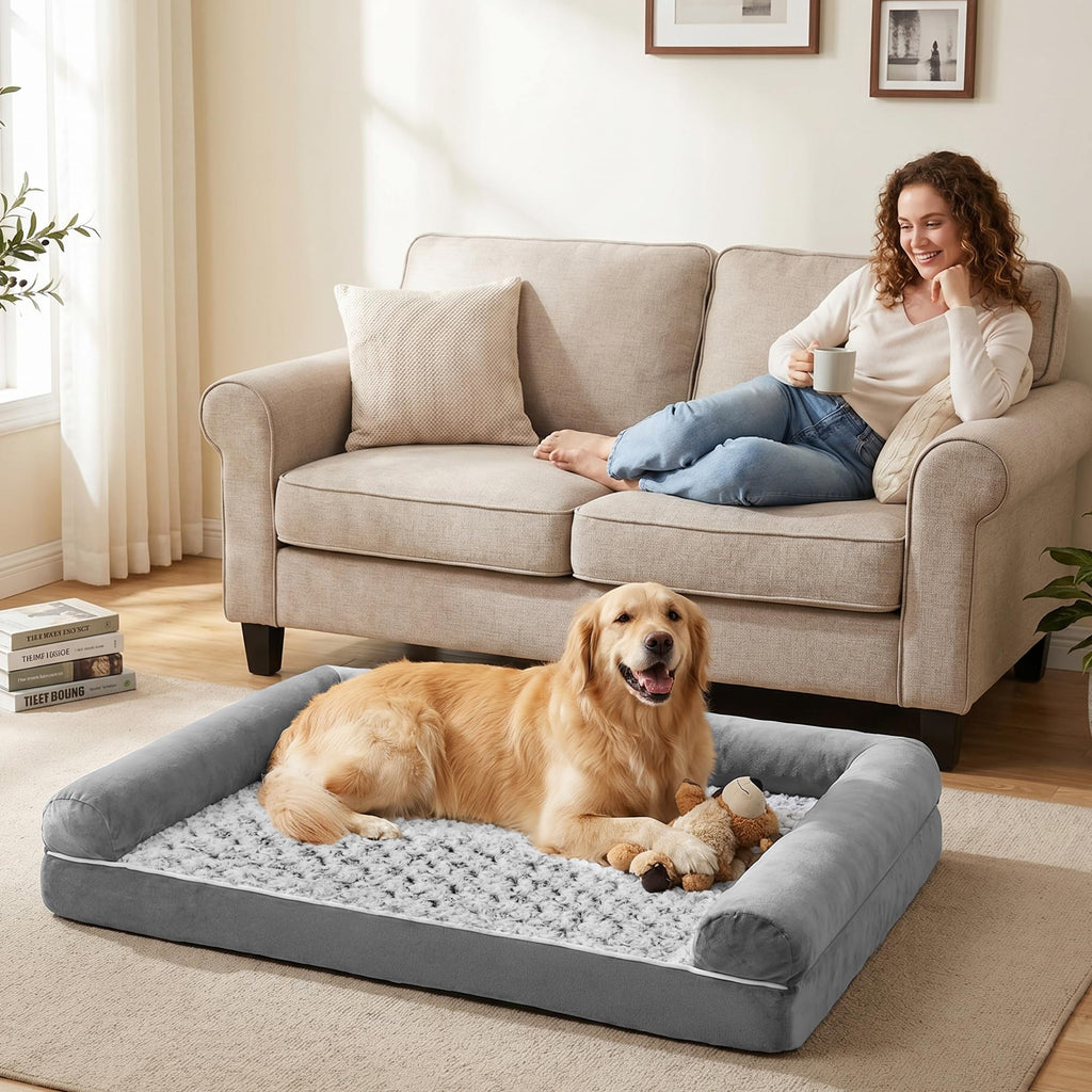 Waterproof Short Plush Orthopedic Dog Bed B7829
