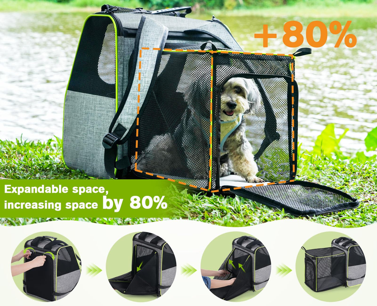 Expandable Cat Backpack Carrier with Ventilated Mesh, Grey C86885