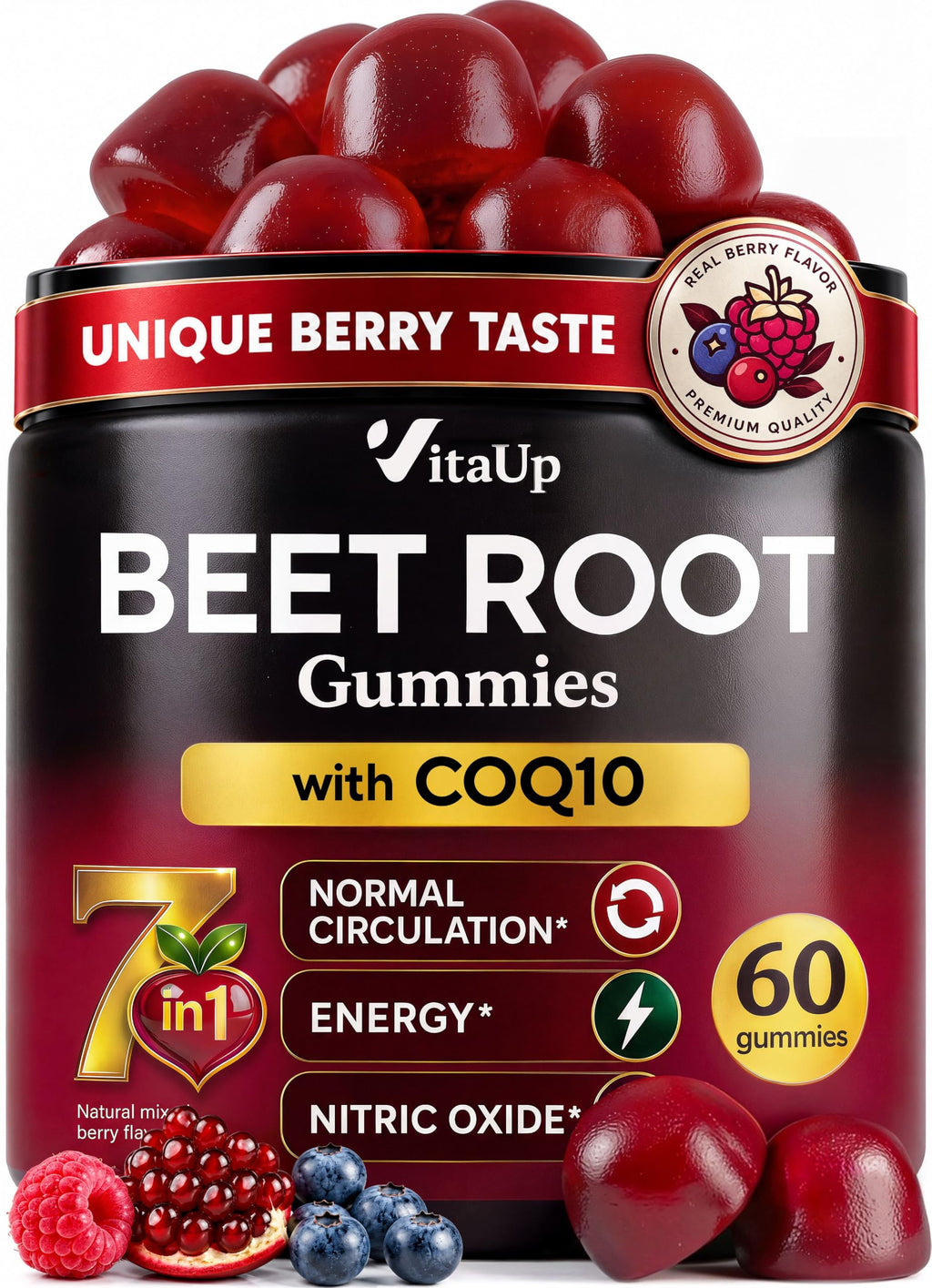 Beet Root Gummies with CoQ10, Grape Seed, Vitamin C, B12 & B3 S858