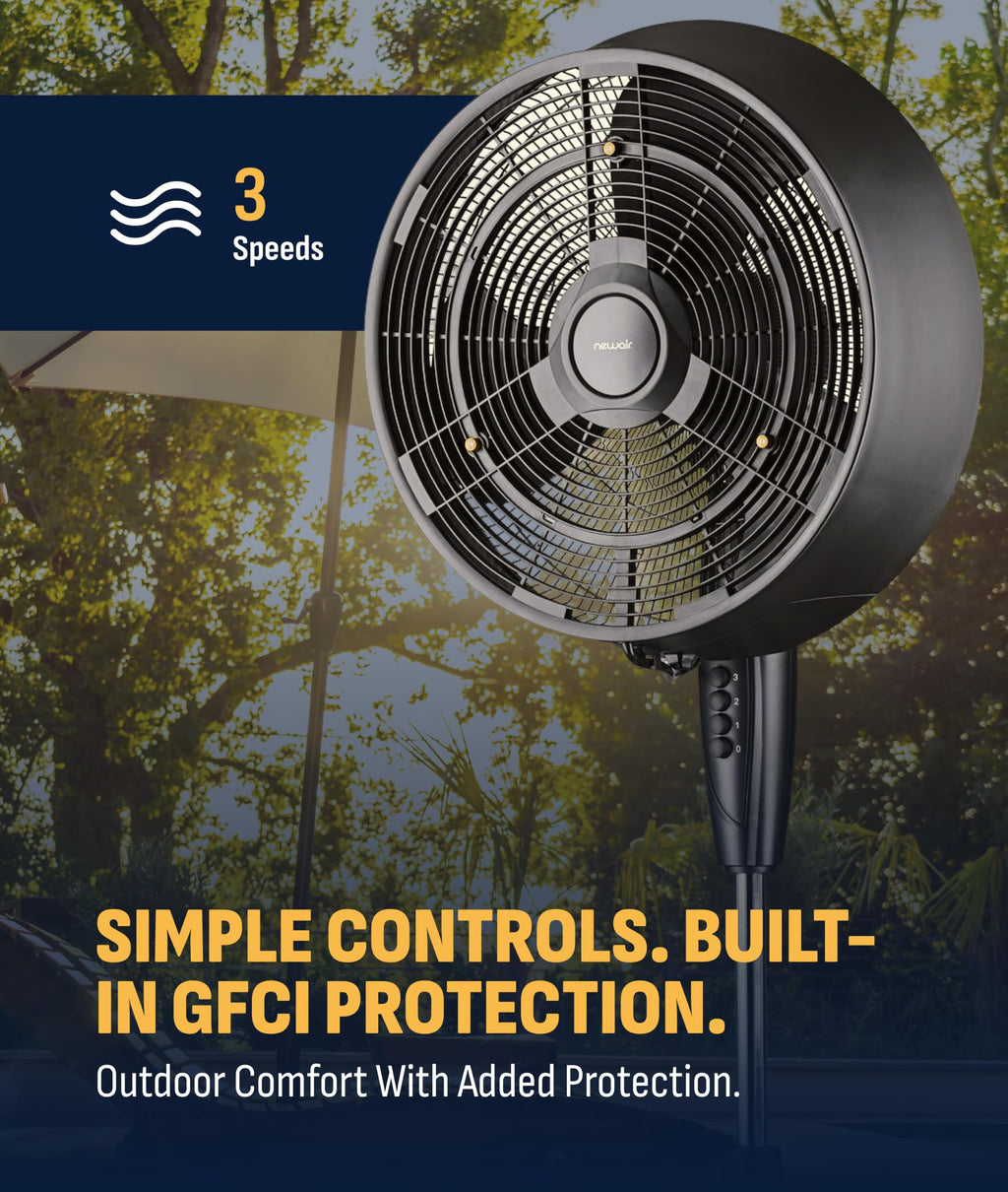 Outdoor Misting Pedestal Fan 1,600 CFM Oscillating 3 Speeds V758199