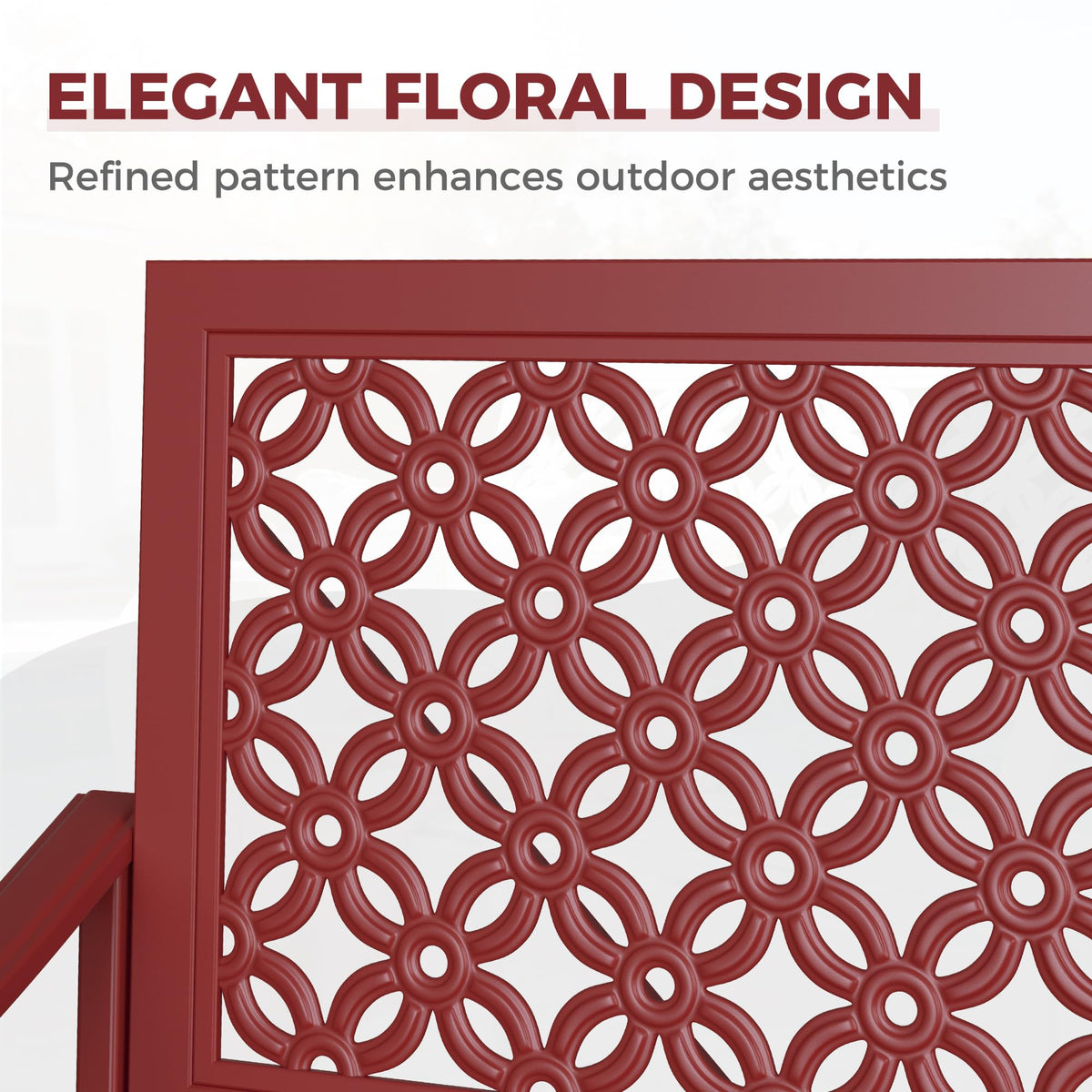 Cherry Red Metal Garden Bench O869