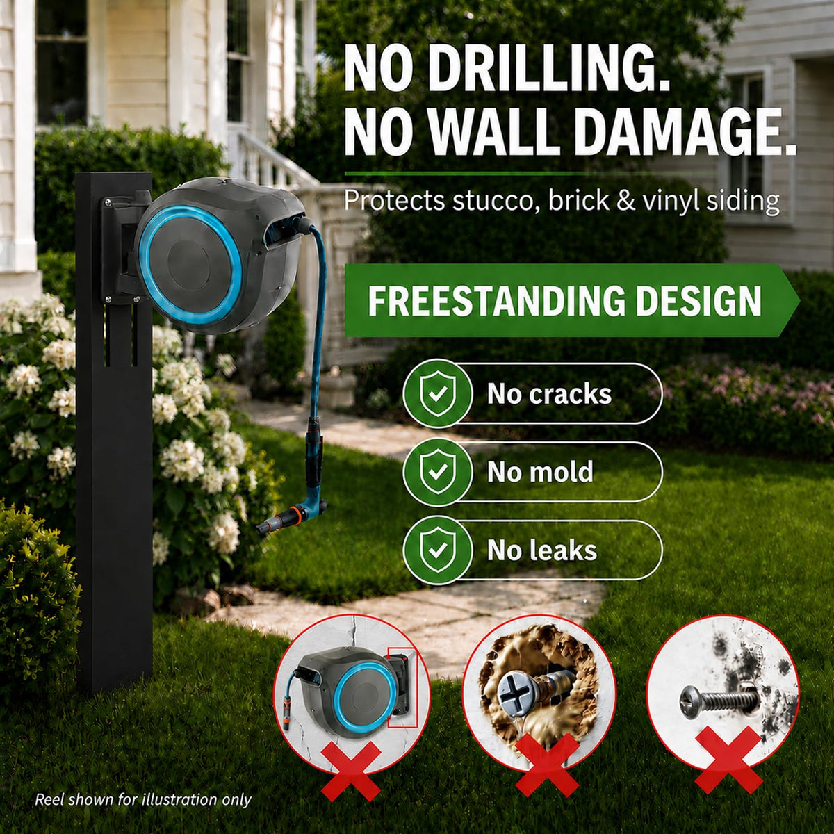Retractable Garden Hose Reel Mounting Post V6064