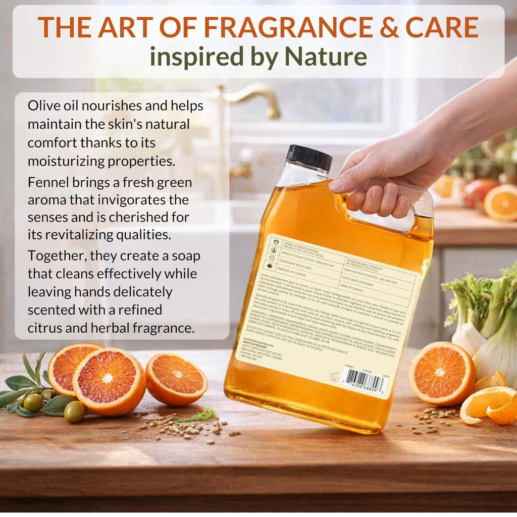 Liquid Hand Soap Refill, Orange & Fennel, 1 L R81909