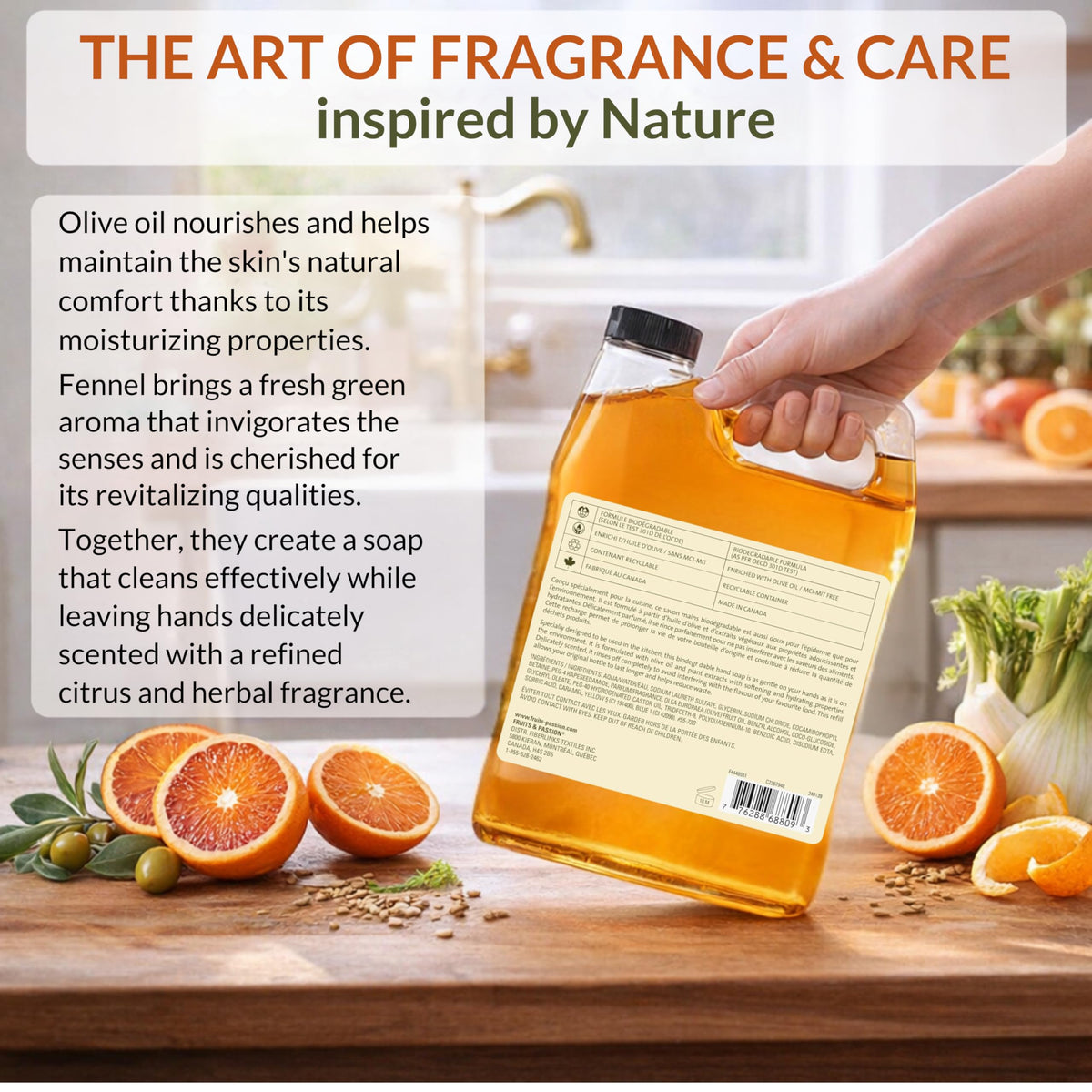 Liquid Hand Soap Refill, Orange & Fennel, 1 L R81909