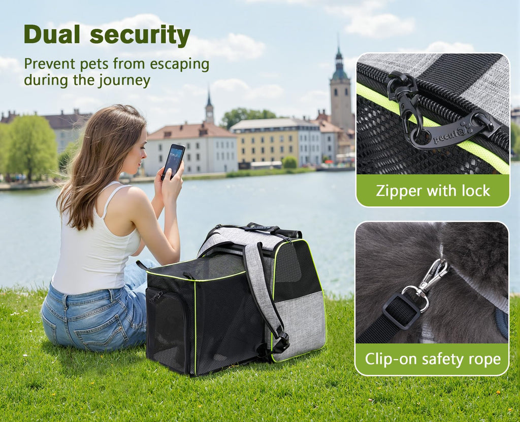 Expandable Cat Backpack Carrier with Ventilated Mesh, Grey C86885