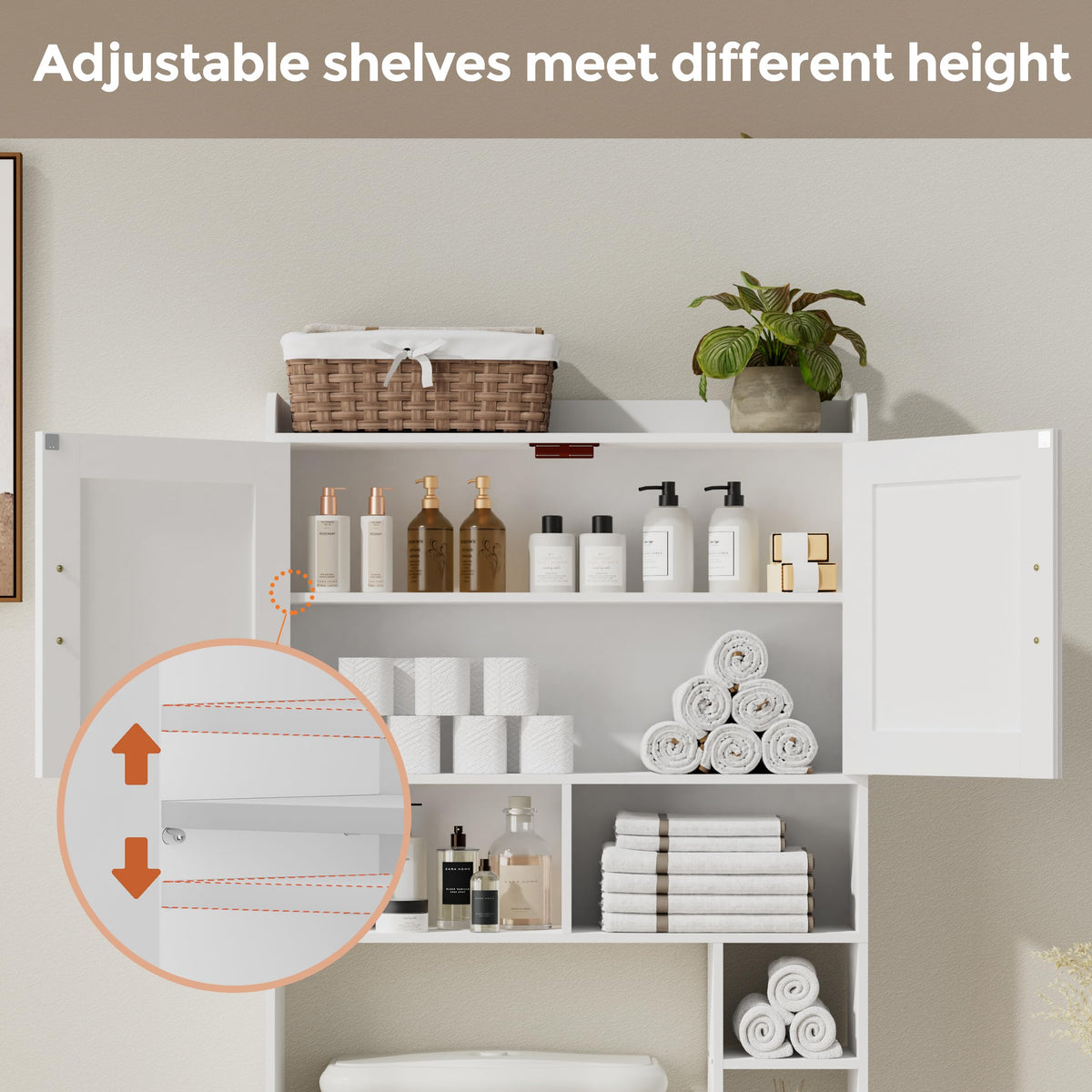 Wooden Over The Toilet Storage Cabinet with Barn Door T878