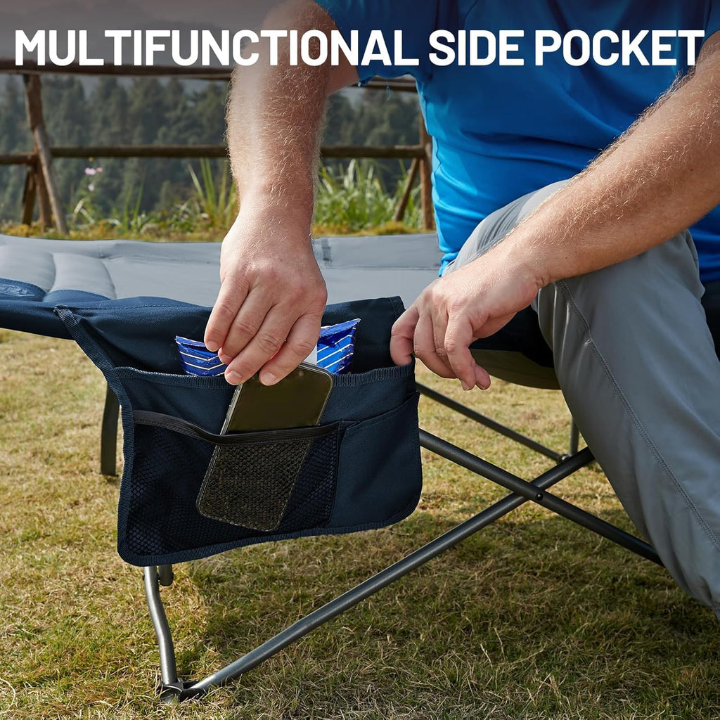 31.8" Extra Wide Heavy Duty Camping Cot with Carry Bag, Blue, 2 Pack F281
