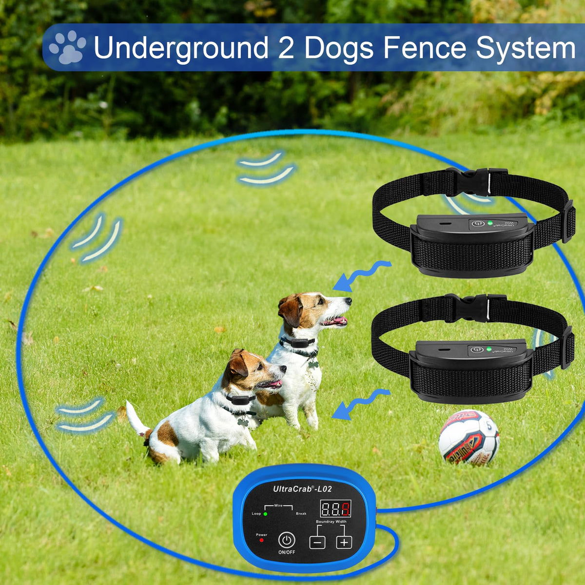 In-Ground Electric Dog Fence System with 2 Collars Z75016