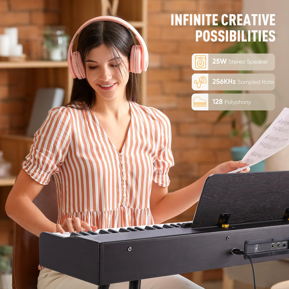88 Key Weighted Hammer Action Digital Piano with 3-Pedal D4893