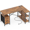 L Shaped Office Desk with Power Outlets & 3 Drawers E4577