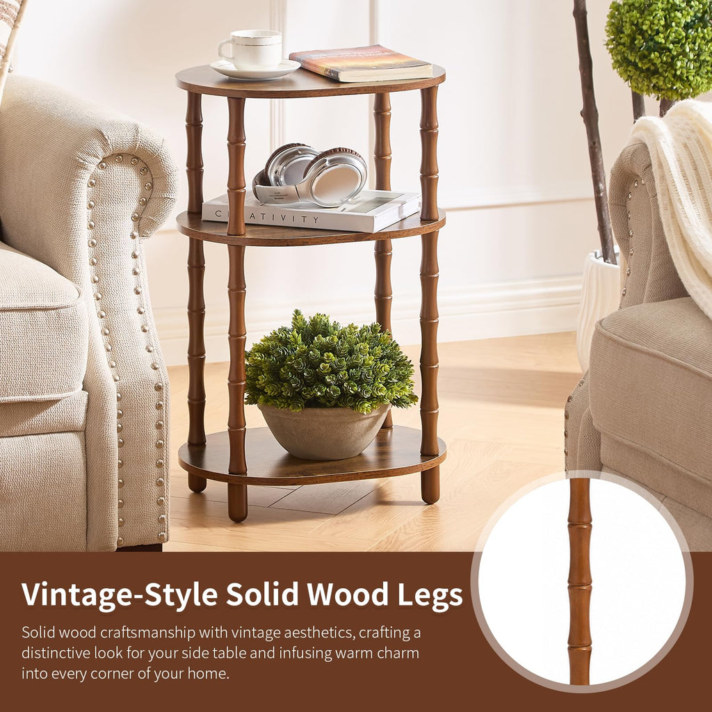 Brown 3-Tier Oval Side Table X655228
