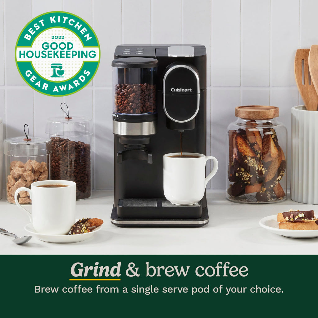 Single-Serve Coffee Maker + Coffee Grinder with 48-Ounce Removable Reservoir, Stainless Steel U1103