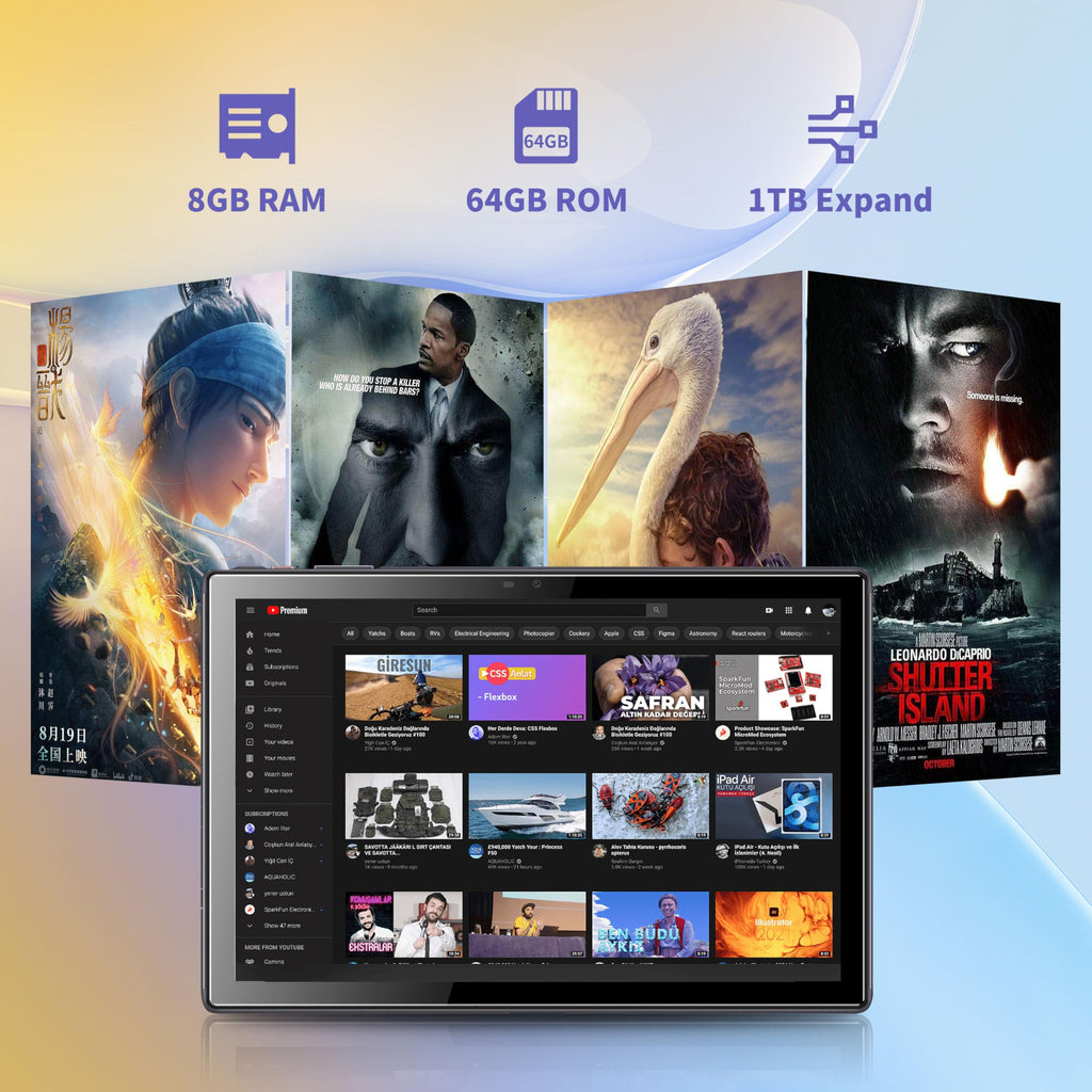 10.1 inch Android 15 Tablet 8GB RAM 64GB ROM O5587