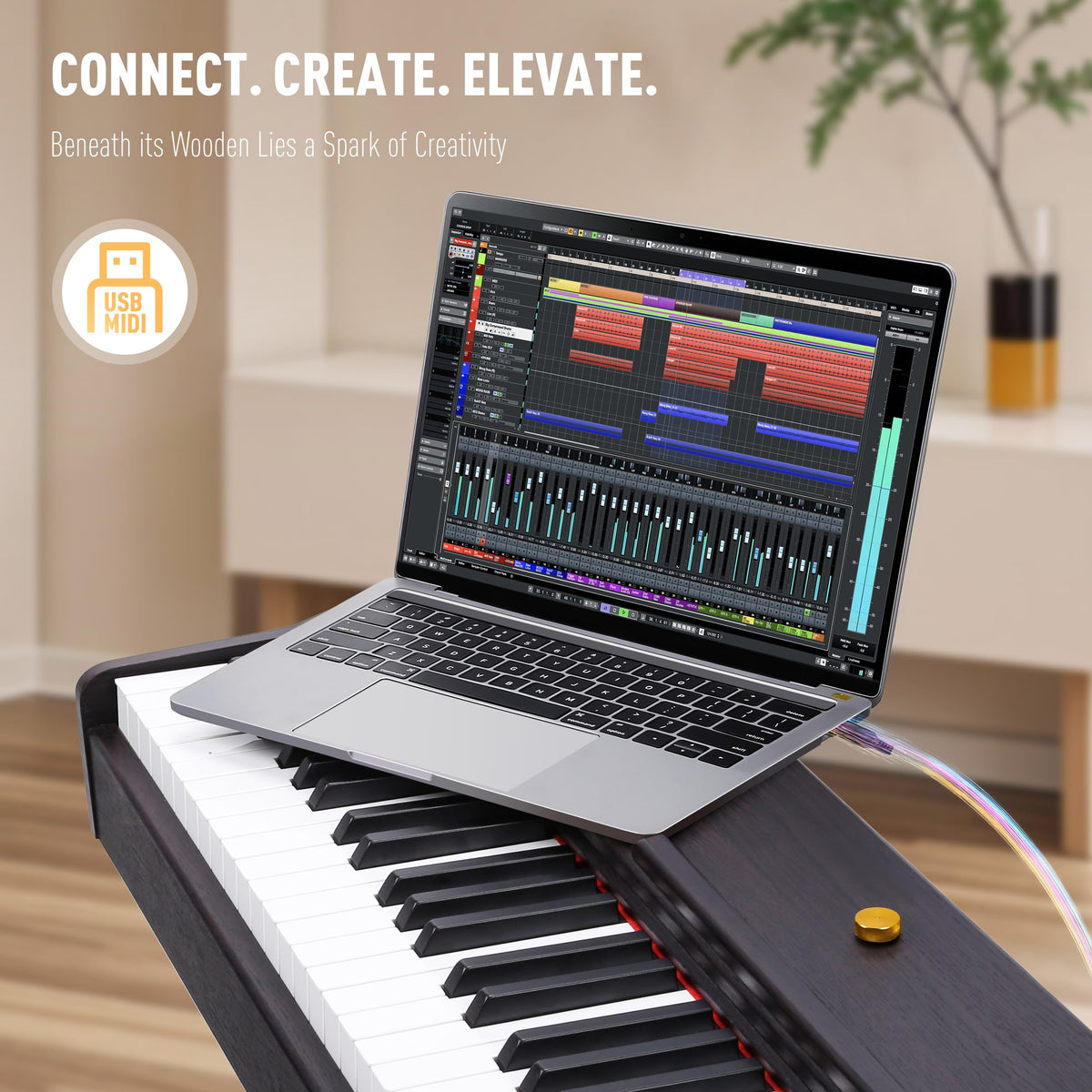 88 Key Weighted Hammer Action Digital Piano with 3-Pedal D4893