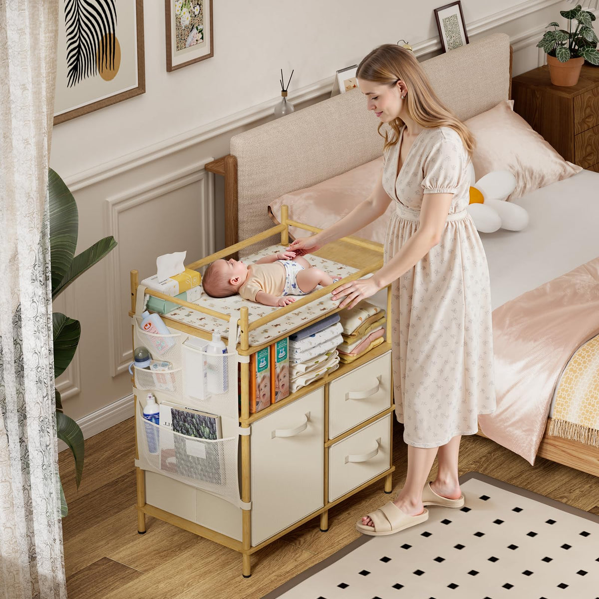 Bamboo Baby Changing Table with 3 Drawers G218