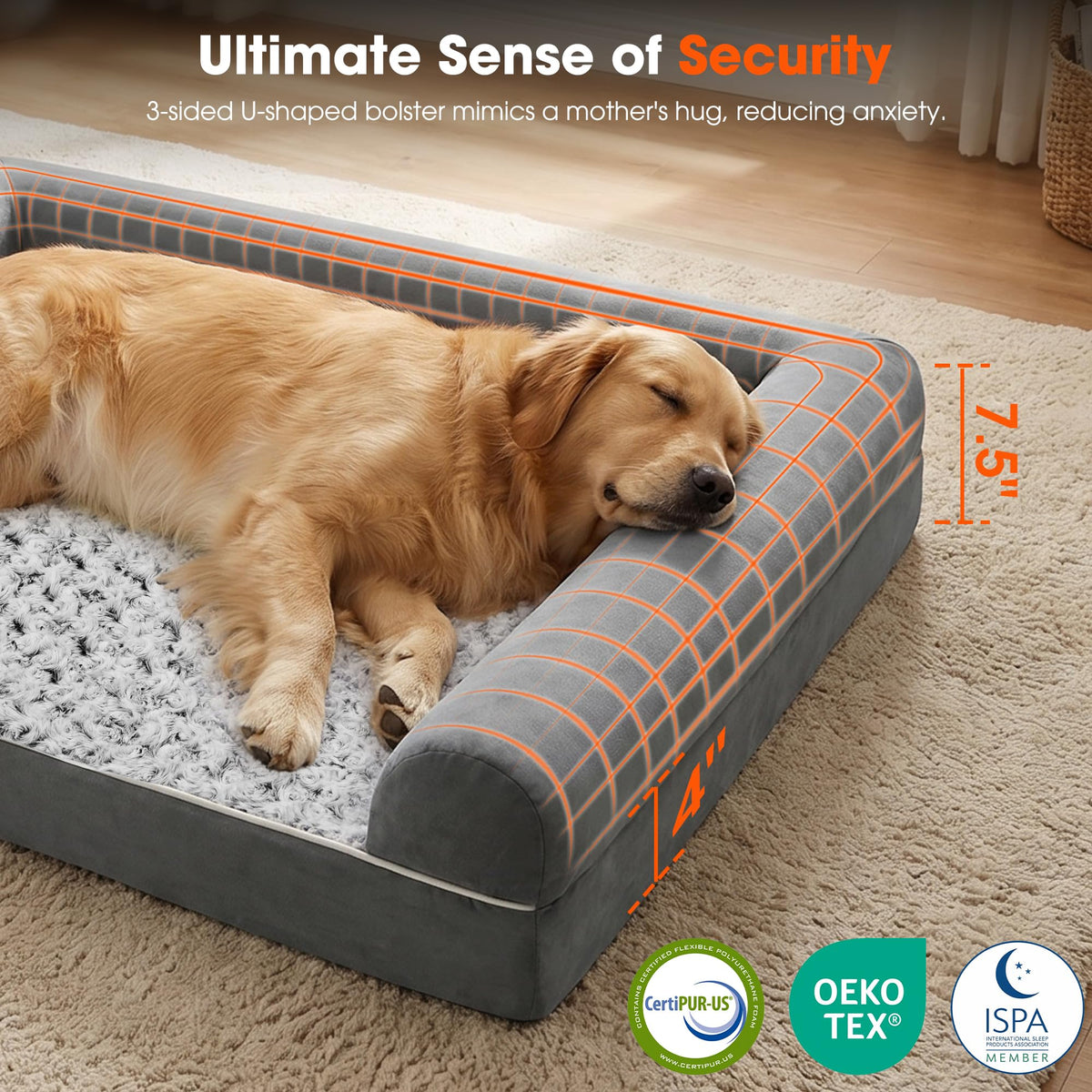 Waterproof Short Plush Orthopedic Dog Bed B7829